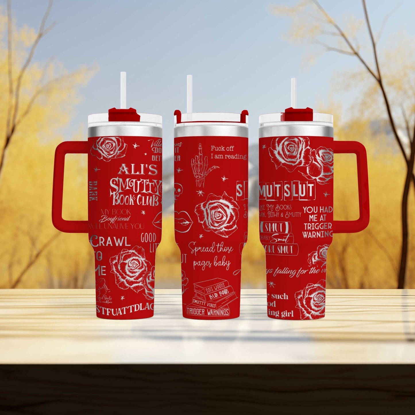 Smutty Book Club Tumbler - Personalized Engraved Cup - 40oz tumbler with handle - Dark Romance Book Tumbler for the provocative reader
