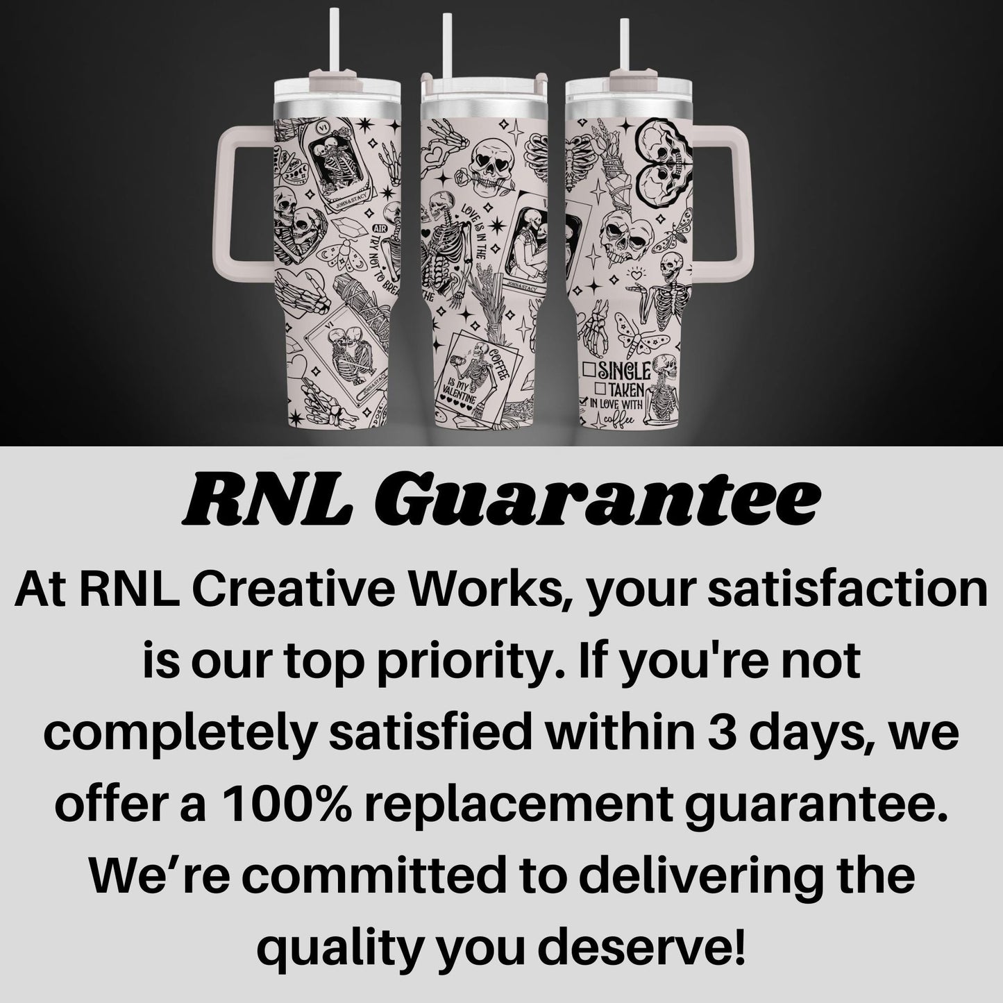 a black and white photo with a caption for rni guarantee