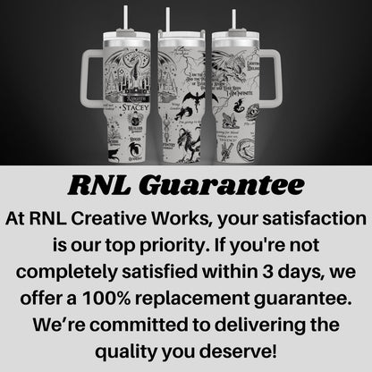 a black and white photo with a caption that says rnl guarantee