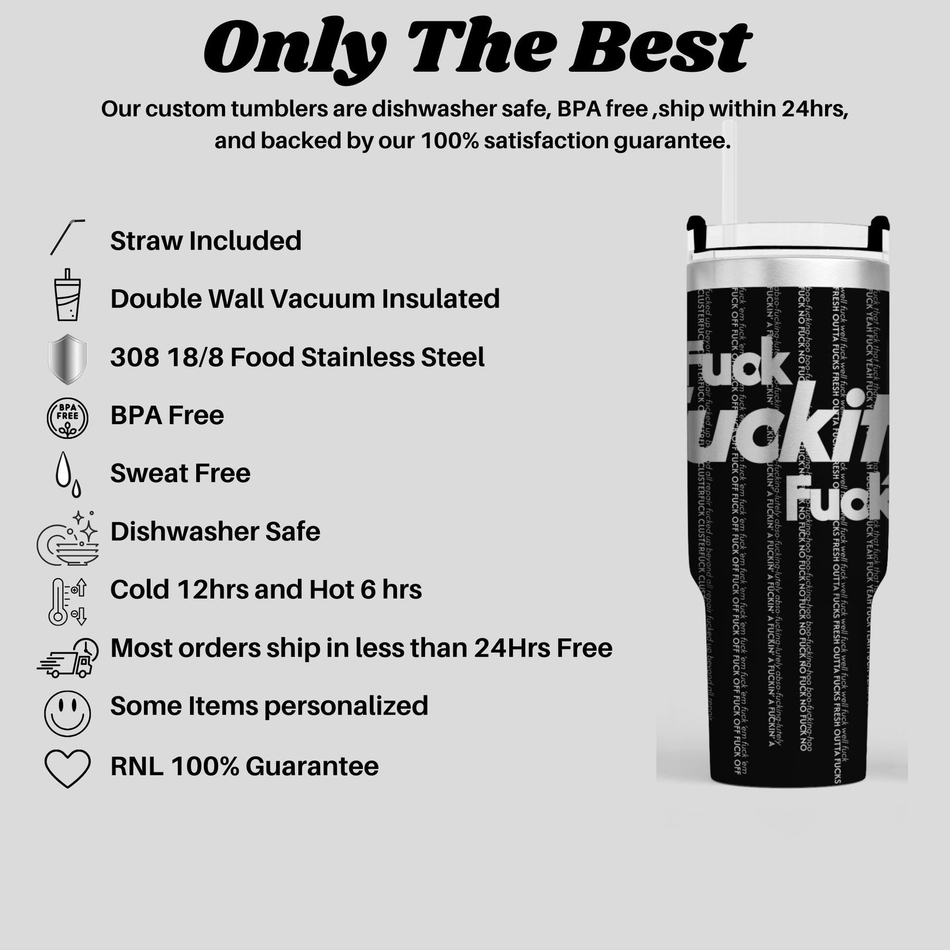 a black tumbler cup with the words jack'n jack's on it