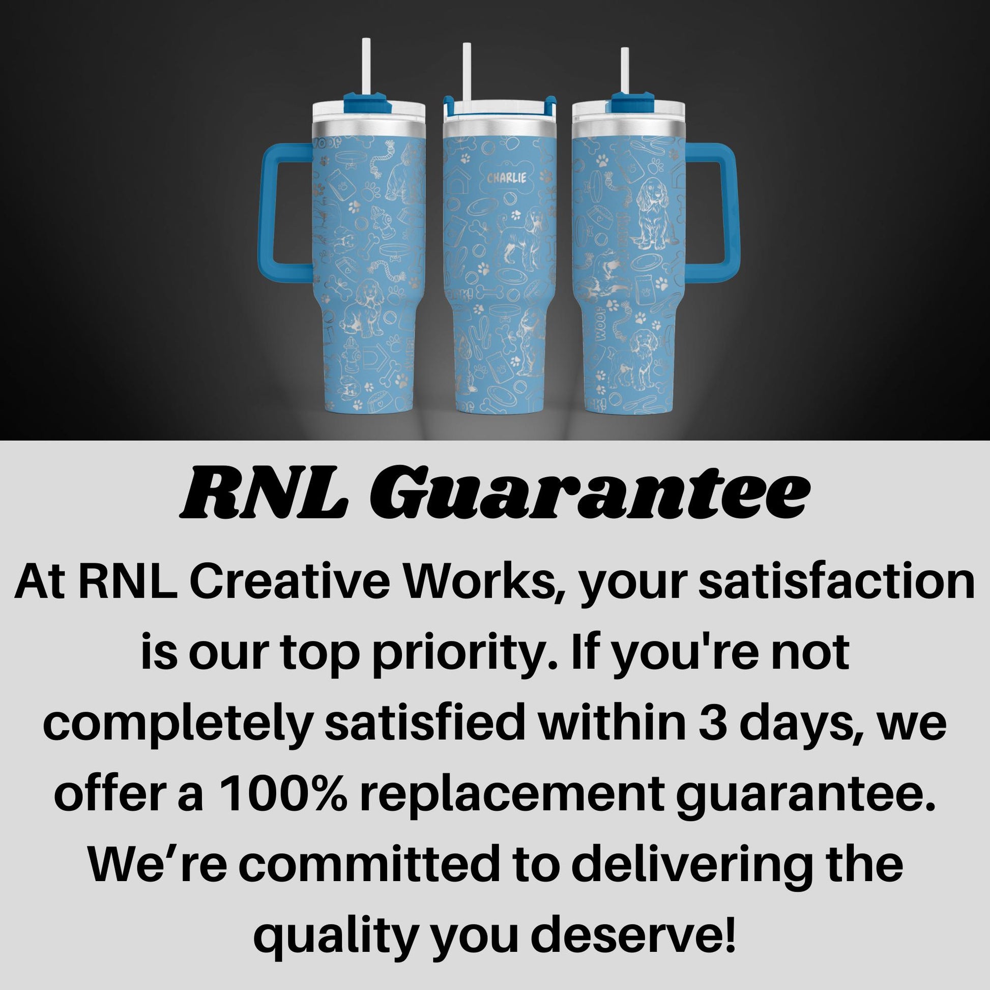 three blue insulated tumblers sitting next to each other