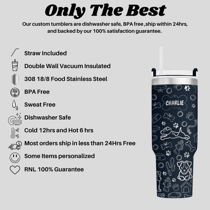 a tumbler cup with a black and white design on it