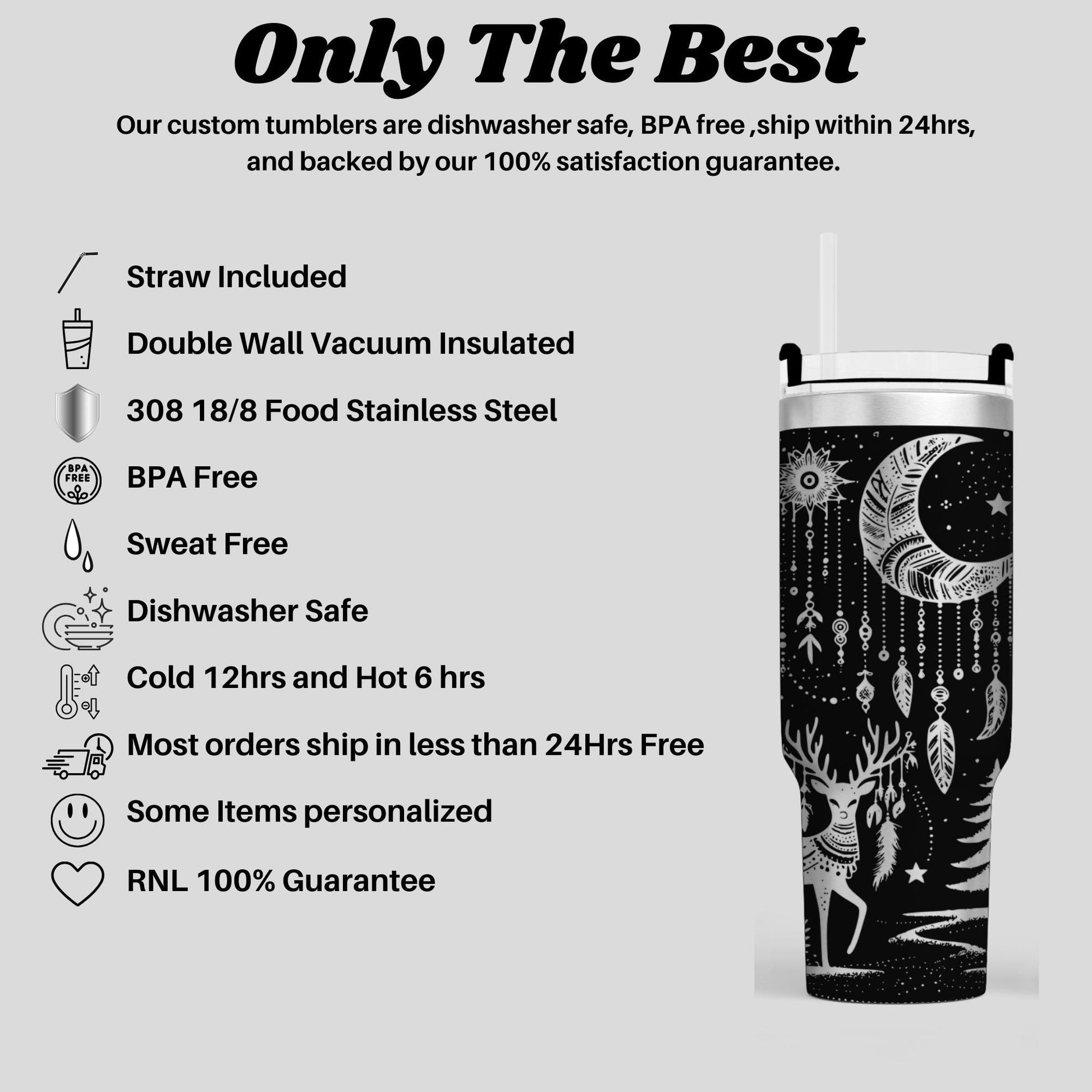 a black and white image of a cup with the words only the best on it