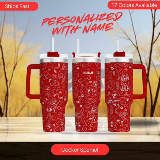 three red tumblers sitting on top of a table