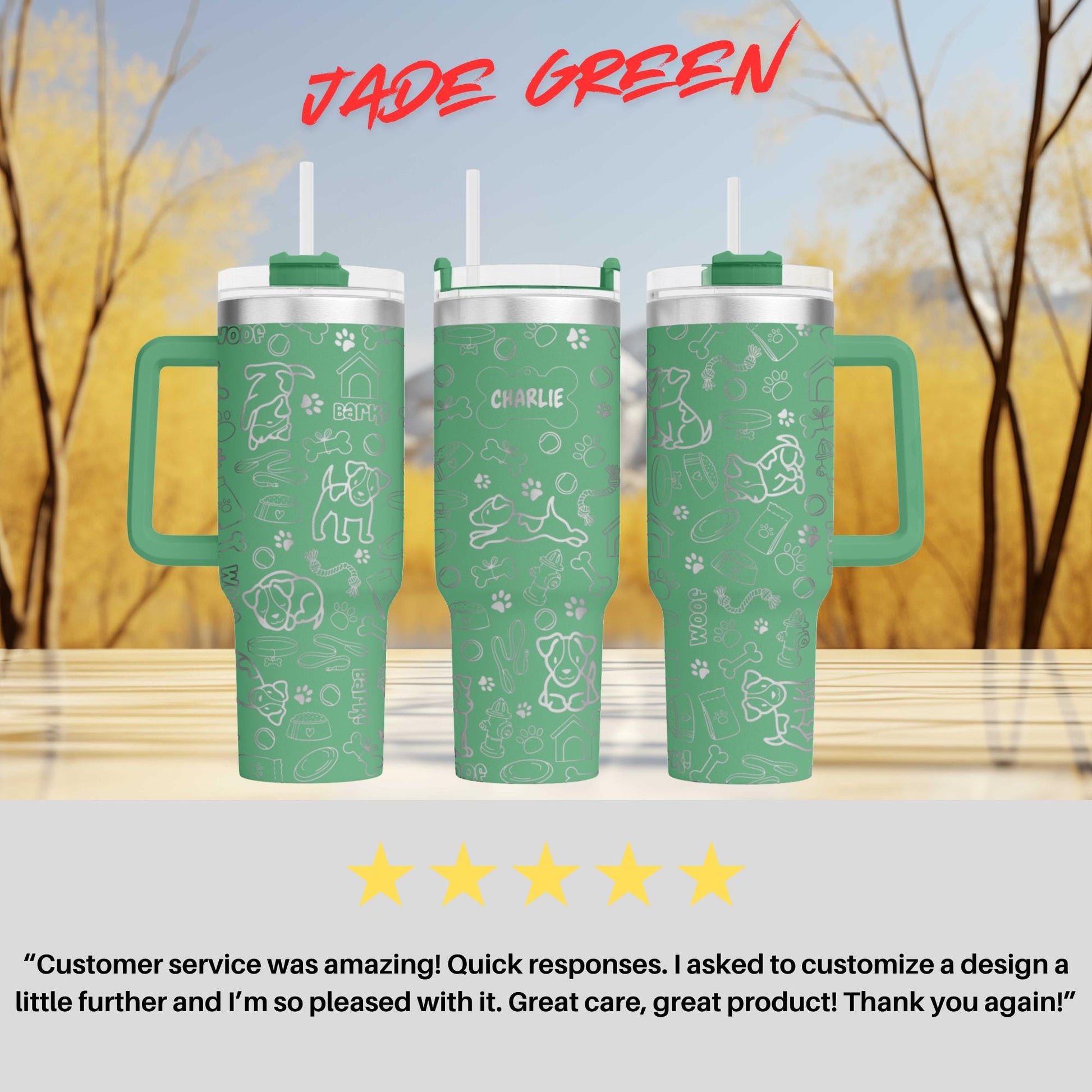 two green tumblers sitting next to each other on a table