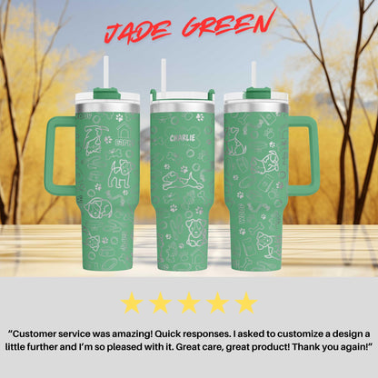 two green tumblers sitting next to each other on a table