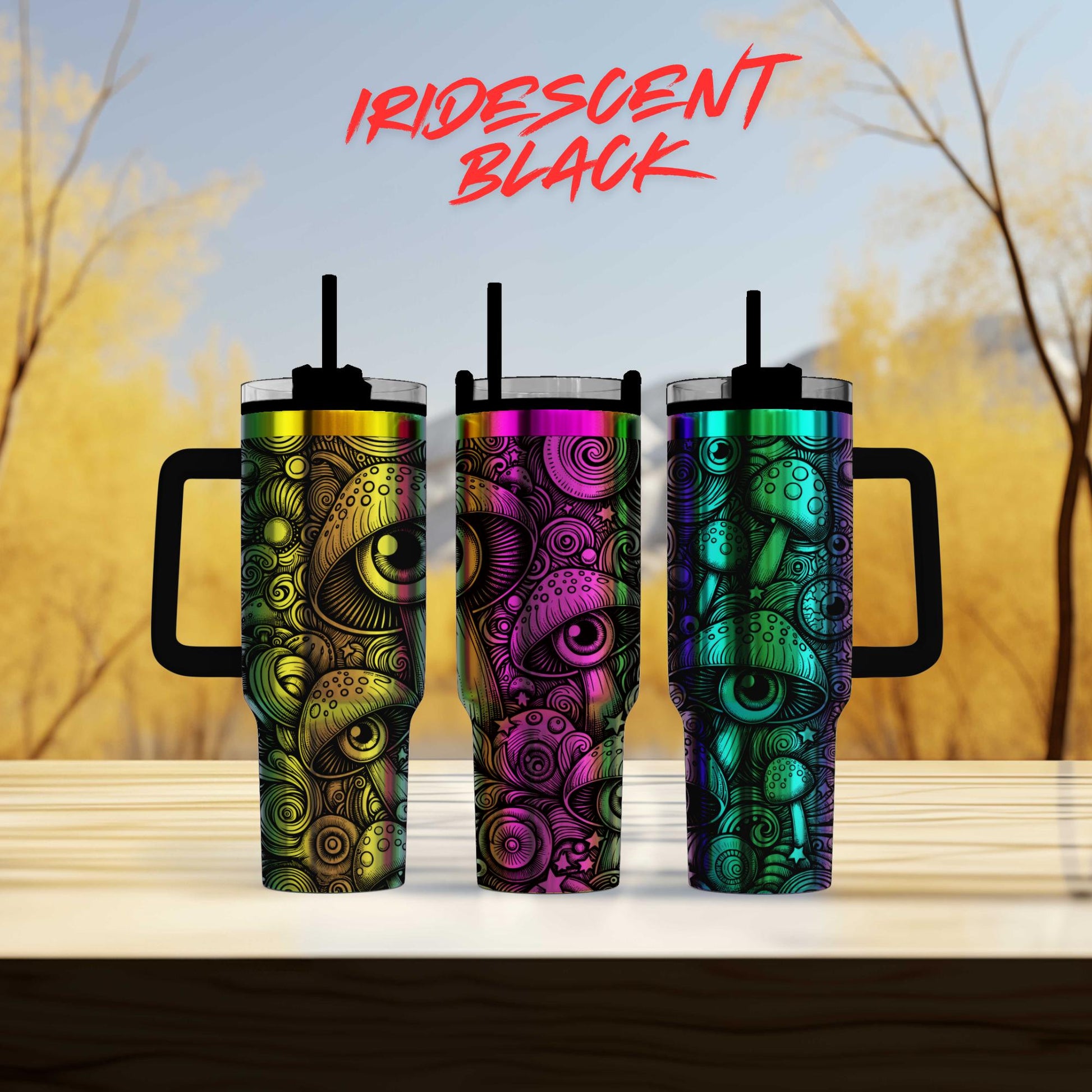 40oz engraved psychedelic mushroom tumbler gift custom laser engraved trippy boho cup for her unique hippie drinkware birthday present