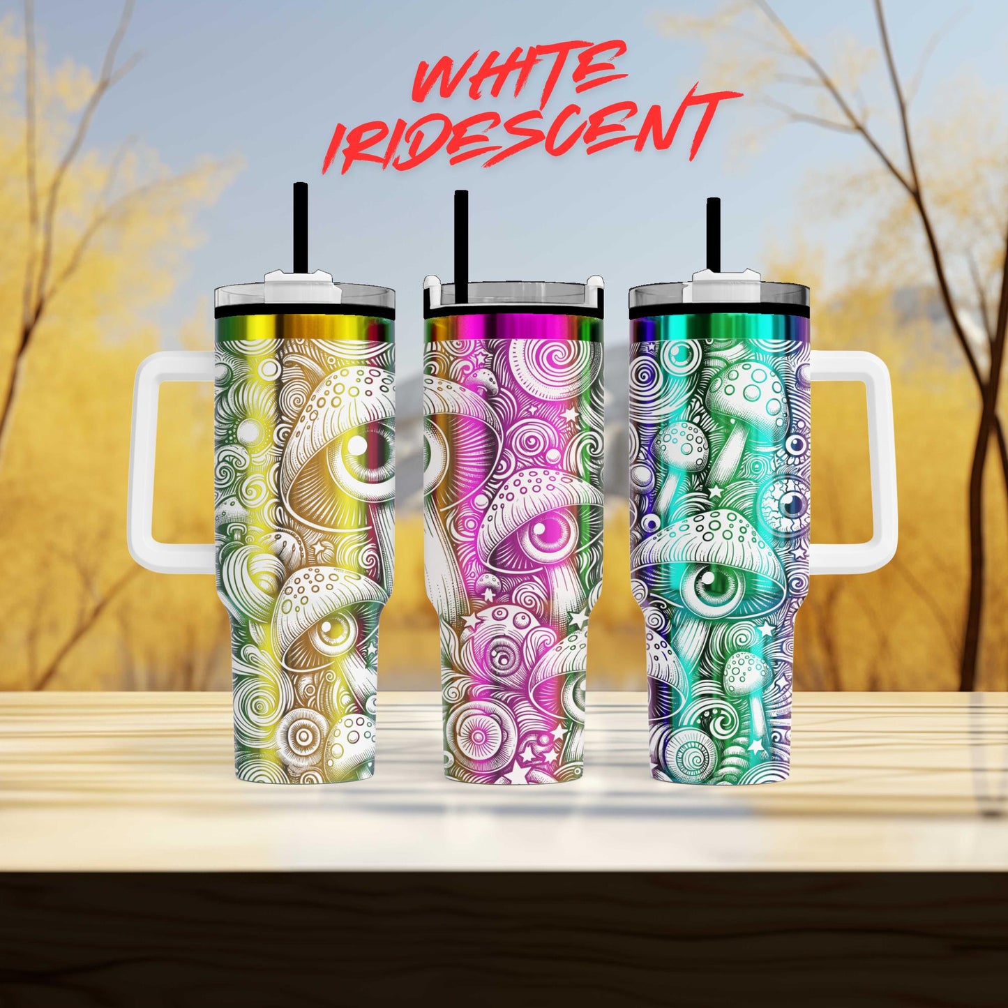 40oz engraved psychedelic mushroom tumbler gift custom laser engraved trippy boho cup for her unique hippie drinkware birthday present