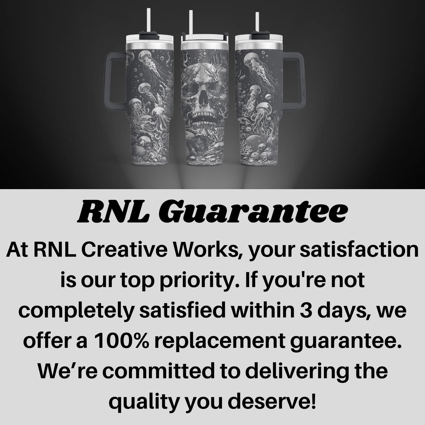 40oz engraved skull and jellyfish tumbler gift custom laser engraved spooky ocean drinkware sea creature cup for her creepy cute birthday present