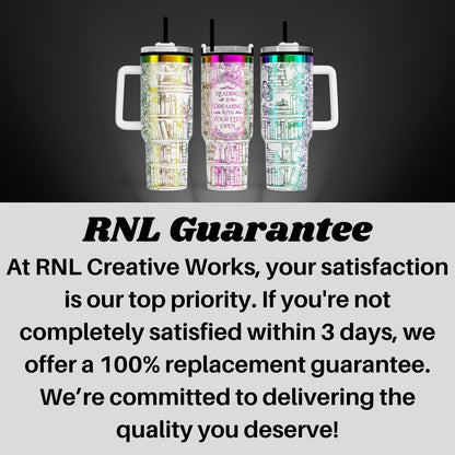 three colorful, patterned tumblers with handles, arranged in a row against a dark background.