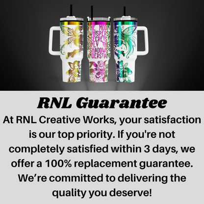 three colorful, patterned mugs with handles, arranged in a row against a dark background.