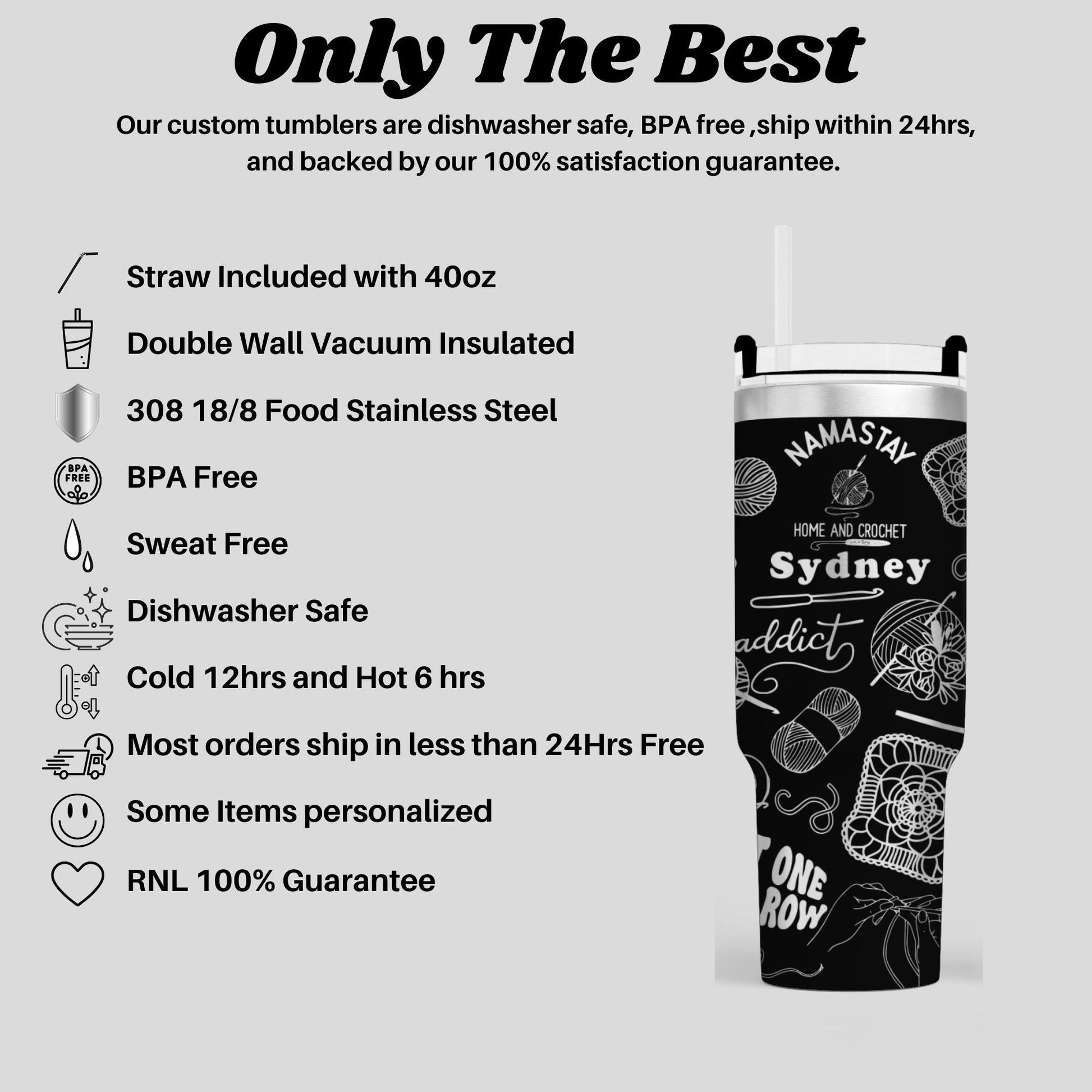 a black and white advertisement for a travel mug