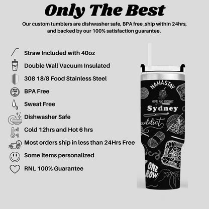 a black and white advertisement for a travel mug