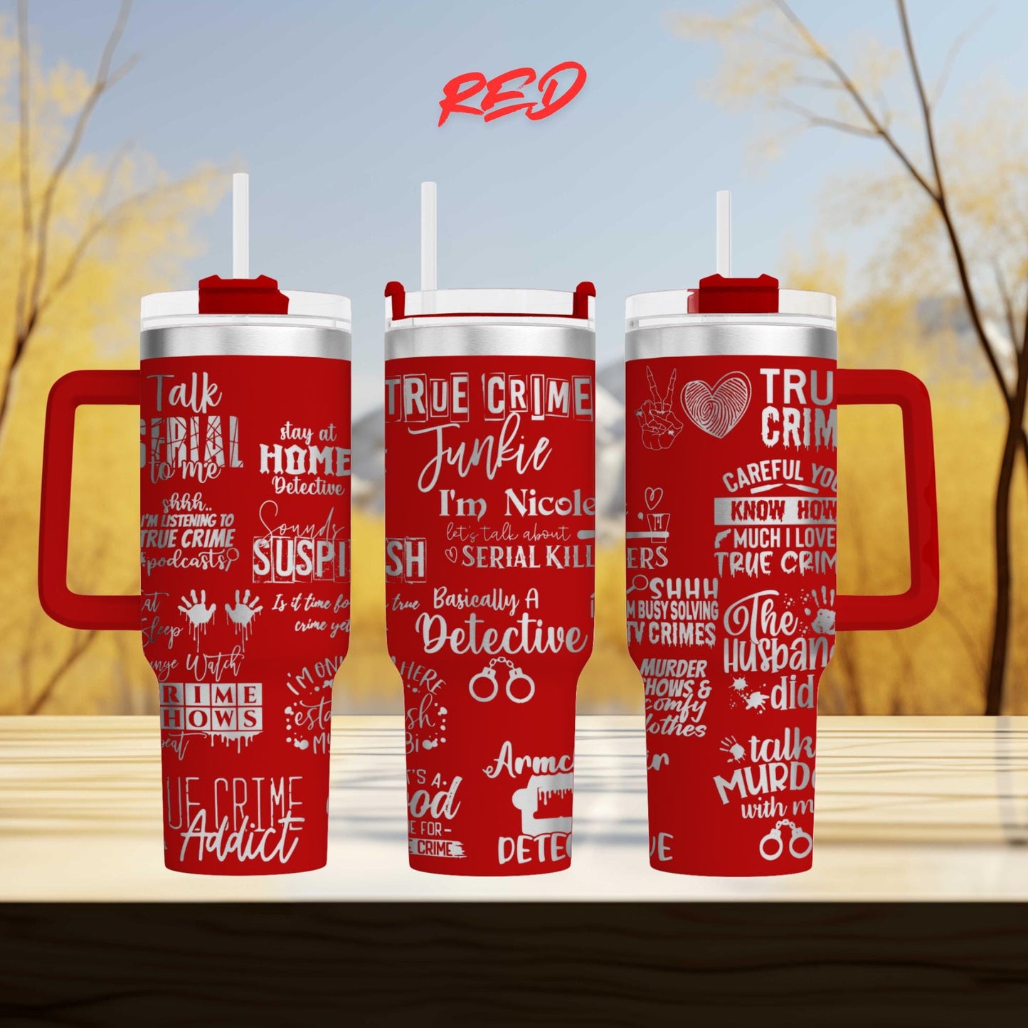 a couple of red cups sitting on top of a table