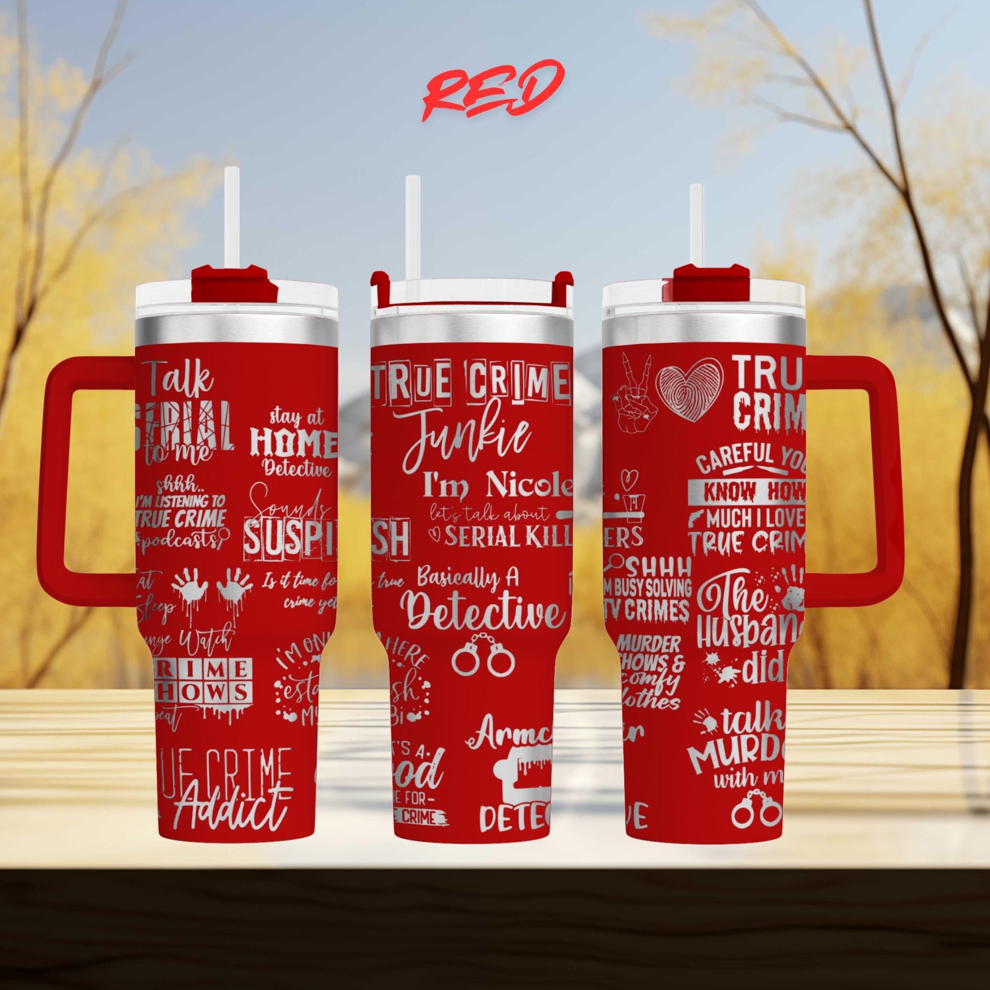 a couple of red cups sitting on top of a table