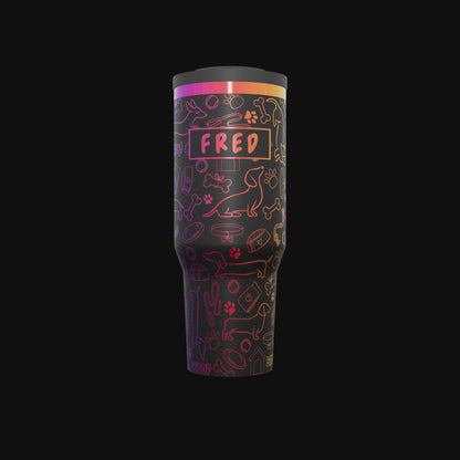 Dachshund Dog  Personalized Tumbler, 40oz Laser Engraved Cup, Wiener Dog Gift, Dog Mom Gift, Custom Name Insulated Tumbler