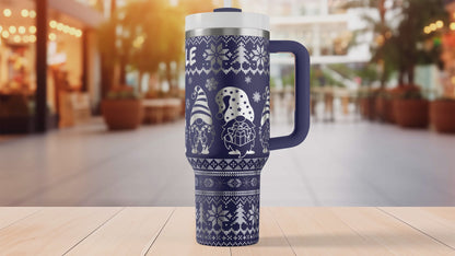 Christmas Gnome Tumbler – 40oz Laser Engraved Stainless Steel Insulated Drinkware