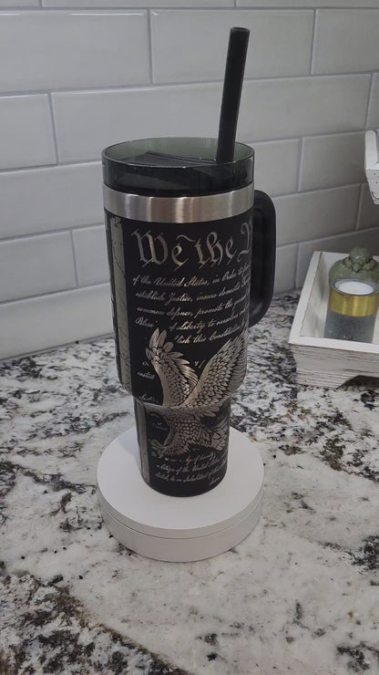 Laser-Engraved 40oz Freedom -Themed Tumbler - Durable Stainless Steel - Perfect Gift for a American Patriot