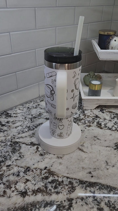 Laser-Engraved 40oz Nurse-Themed Tumbler - Durable Stainless Steel - Perfect Gift for Healthcare Professionals
