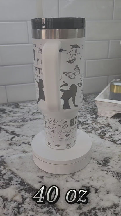 Laser-Engraved 40oz Taylor Swift -Themed Tumbler - Durable Stainless Steel - Perfect Gift for a Taylor Swift fan.