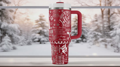 Christmas Vacation Tumbler, Funny Holiday Movie Quote Mug, Insulated Cup with Handle and Straw, Custom Laser Engraved Gift