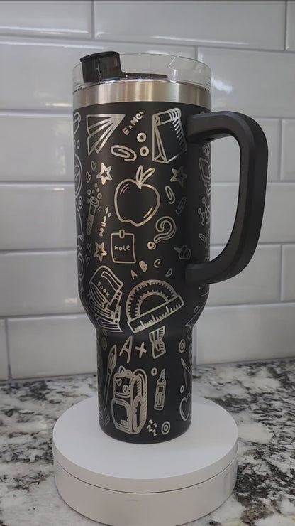 Laser-Engraved 40oz Teacher -Themed Tumbler - Durable Stainless Steel - Perfect Gift for Educators