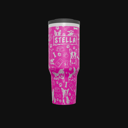 Boston Terrier Tumbler, Personalized Dog Tumbler, Laser Engraved Cup, Boston Terrier Gift, Dog Mom Gift, Custom Name Tumbler