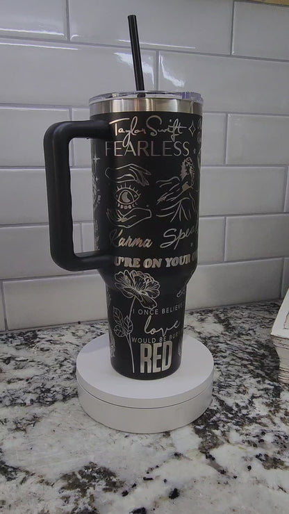 Laser-Engraved 40oz Taylor Swift -Themed Tumbler - Durable Stainless Steel - Perfect Gift for a Taylor Swift fan.